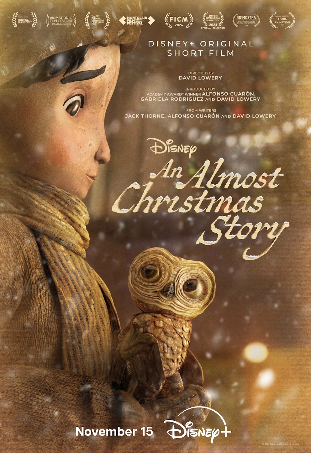 An Almost Christmas Story David Lowery Alfonso Cuarón póster Disney Plus cortometraje animación